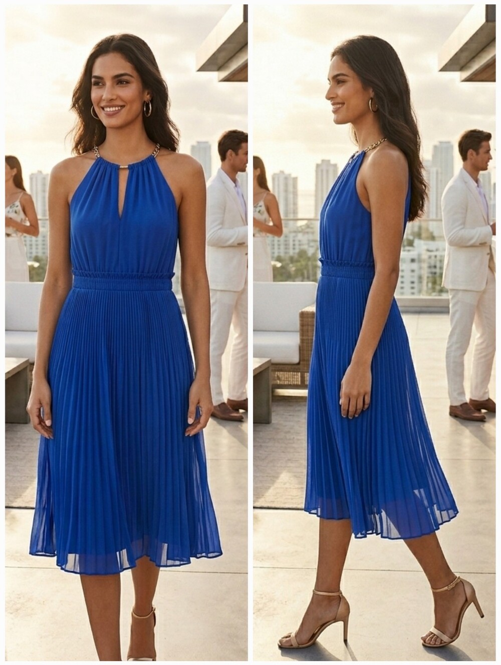 NWT MICHAEL Michael Kors XL Modern Luxury Royal Blue Party Cocktail Midi Dress